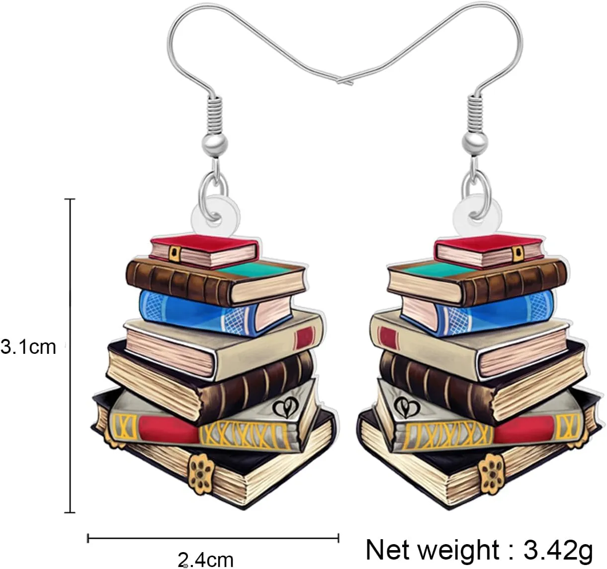 Acrylic Book Earrings Dangle Back to School Teacher Jewelry Book Lovers Gifts for Readers Librarian Women