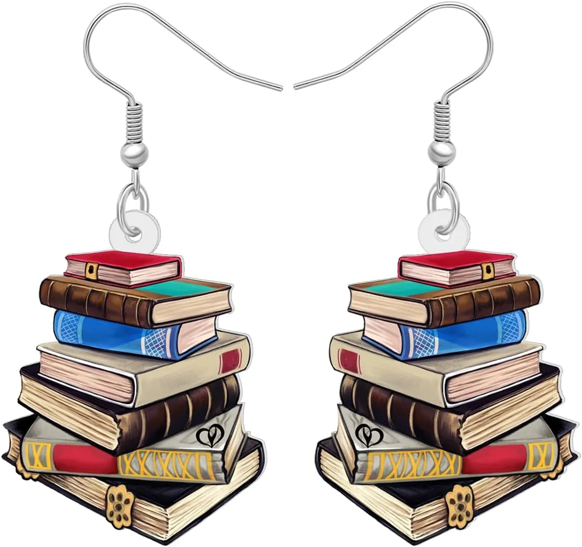 Acrylic Book Earrings Dangle Back to School Teacher Jewelry Book Lovers Gifts for Readers Librarian Women
