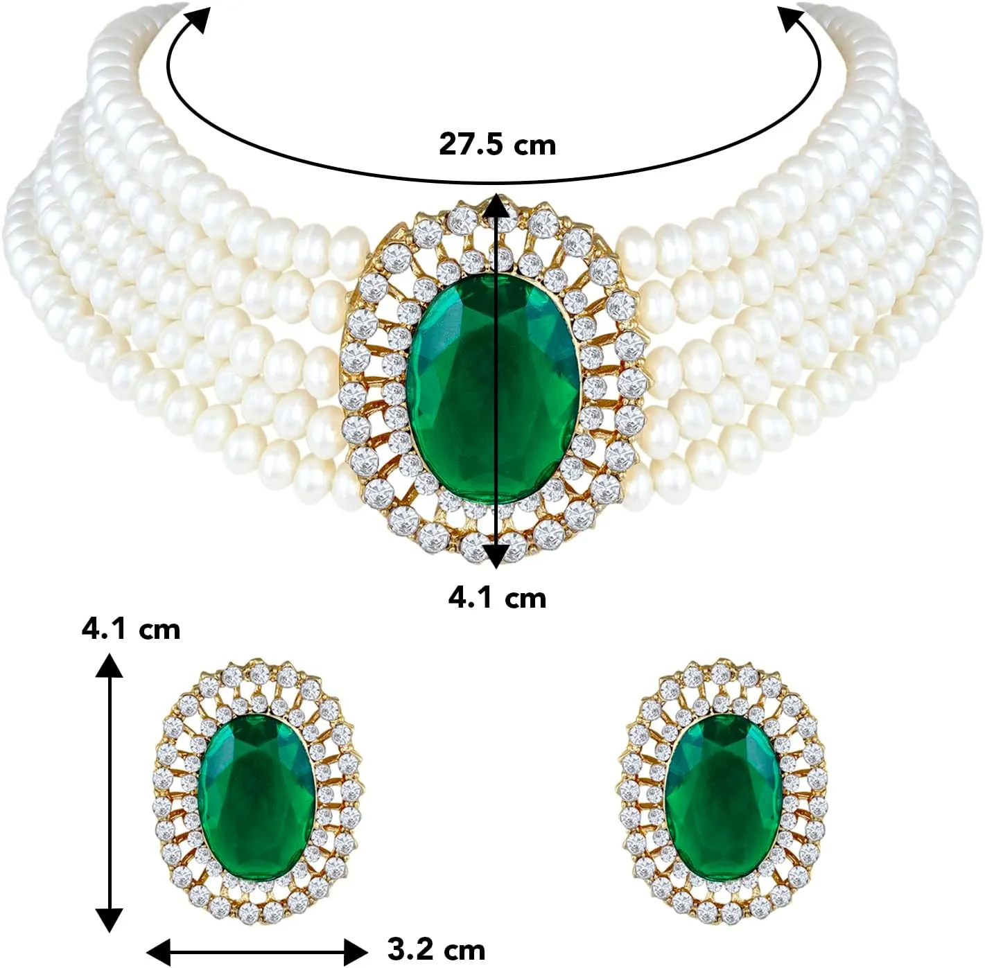 Aheli Kundan Pearl Choker Multi Layered Beaded Necklace Earrings Set Indian Traditional Wedding Jewelry Gift for Women