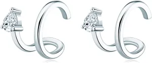 AINUOSHI Ear Cuff Earrings for Women Moissanite Earrings Non-Piercing Clip On Cartilage, 925 Sterling Silver with 18K White Gold / 14K Gold Plated, Hypoallergenic, Jewelry Box Packed