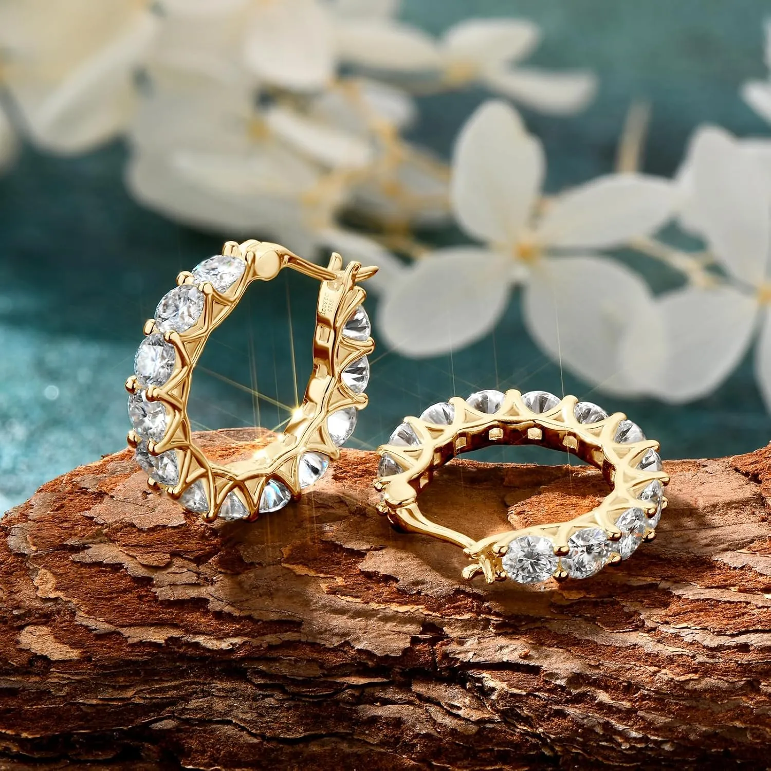 AINUOSHI Moissanite Hoop Earrings for Women, D-E Color Moissanite, Hypoallergenic 18K White Gold/14K Yellow Gold Plated 925 Sterling Silver, GRA Certified Authenticity, Jewelry Box Packed, Jewelry Gifts for Wife Girlfriend