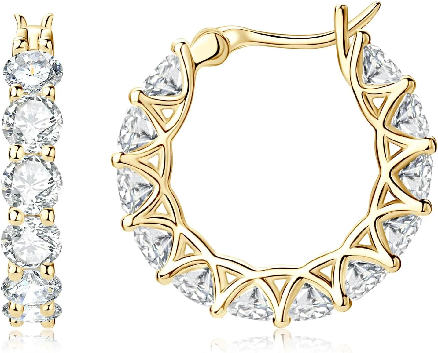 AINUOSHI Moissanite Hoop Earrings for Women, D-E Color Moissanite, Hypoallergenic 18K White Gold/14K Yellow Gold Plated 925 Sterling Silver, GRA Certified Authenticity, Jewelry Box Packed, Jewelry Gifts for Wife Girlfriend