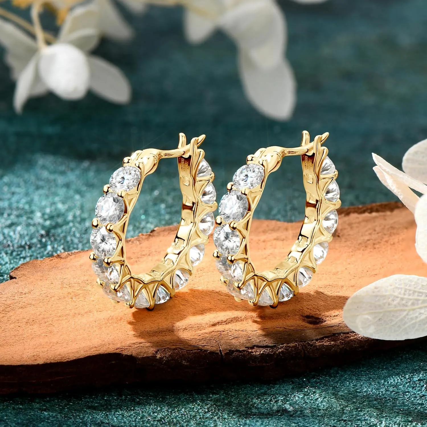 AINUOSHI Moissanite Hoop Earrings for Women, D-E Color Moissanite, Hypoallergenic 18K White Gold/14K Yellow Gold Plated 925 Sterling Silver, GRA Certified Authenticity, Jewelry Box Packed, Jewelry Gifts for Wife Girlfriend