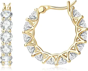 AINUOSHI Moissanite Hoop Earrings for Women, D-E Color Moissanite, Hypoallergenic 18K White Gold/14K Yellow Gold Plated 925 Sterling Silver, GRA Certified Authenticity, Jewelry Box Packed, Jewelry Gifts for Wife Girlfriend