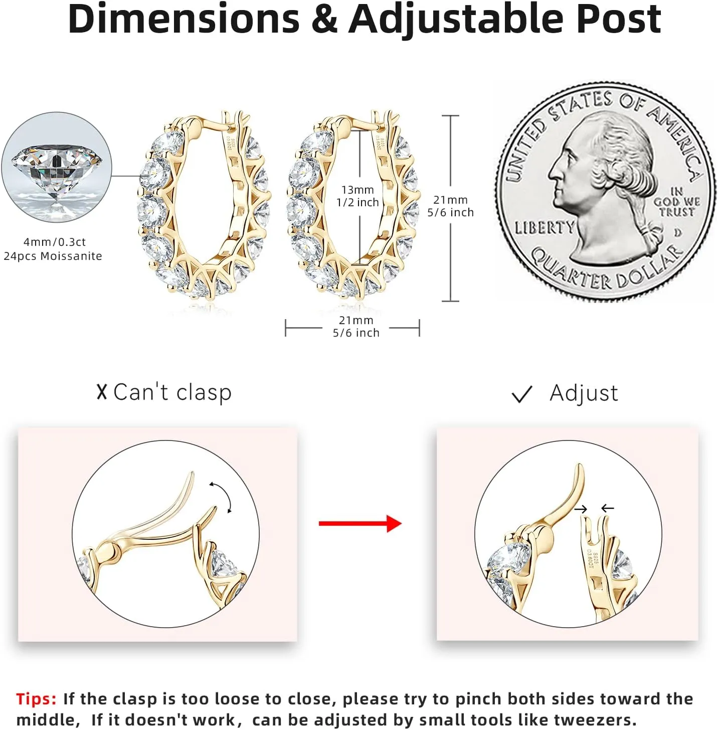 AINUOSHI Moissanite Hoop Earrings for Women, D-E Color Moissanite, Hypoallergenic 18K White Gold/14K Yellow Gold Plated 925 Sterling Silver, GRA Certified Authenticity, Jewelry Box Packed, Jewelry Gifts for Wife Girlfriend