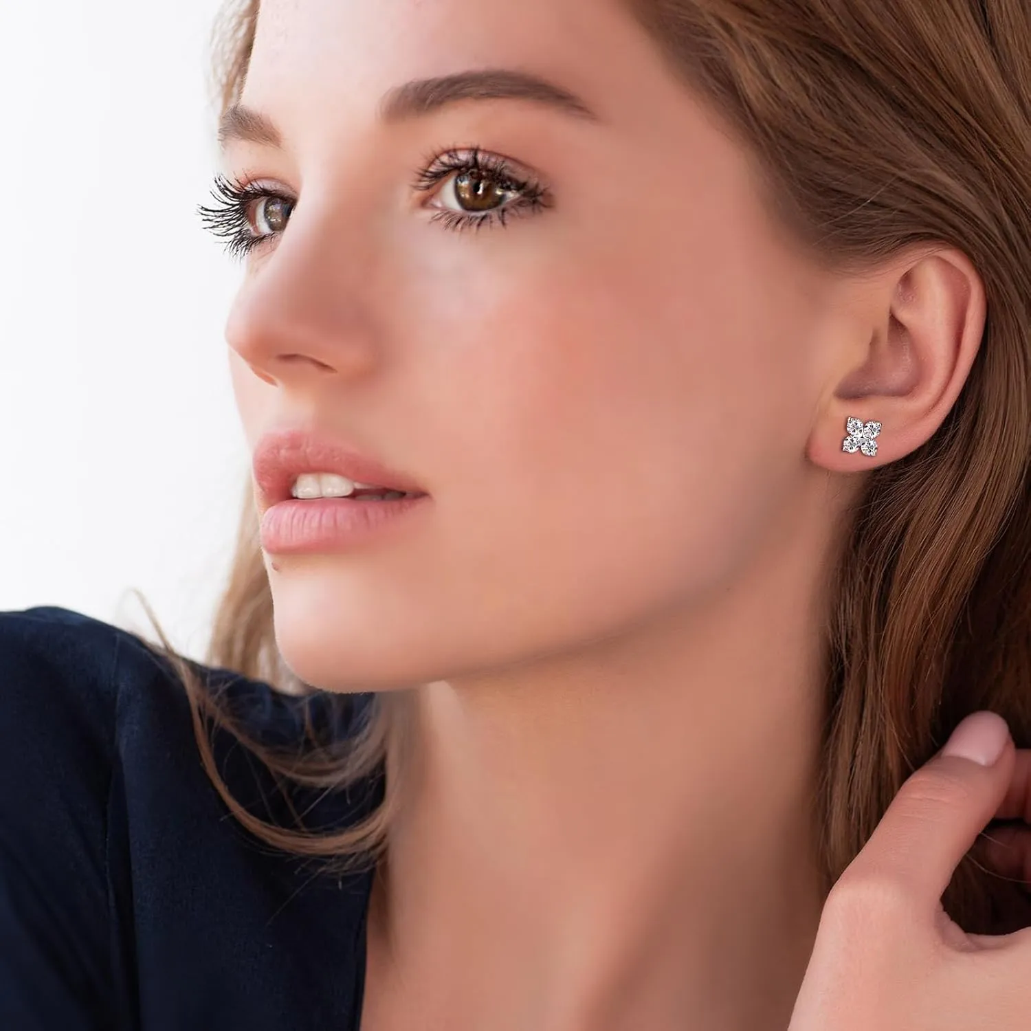 AINUOSHI Moissanite Stud Earrings for Women Men, 925 Sterling Silver Lab Created Earrings, 4/6 Prong Round Cut 4mm/5mm/6mm/6.5mm, Hypoallergenic, Jewelry Box Packed