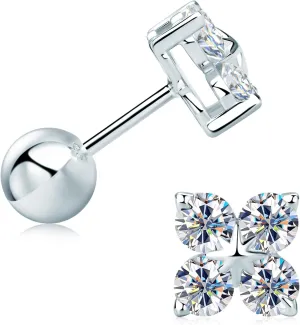 AINUOSHI Moissanite Stud Earrings for Women Men, 925 Sterling Silver Lab Created Earrings, 4/6 Prong Round Cut 4mm/5mm/6mm/6.5mm, Hypoallergenic, Jewelry Box Packed