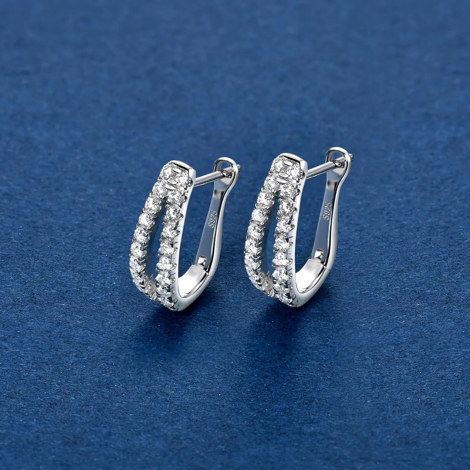 AINUOSHI Split Hoop Huggie Earrings, Twist Double Huggie Earrings, Sterling Silver Double Hoop Earrings for Single Piercing, White Gold and Yellow Gold, Hypoallergenic, Jewelry Gifts Box Packed