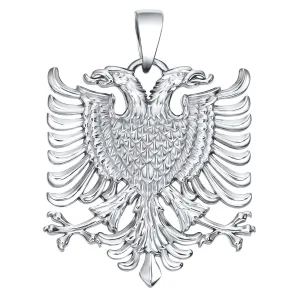 Albanian Eagle Necklace Silver Pendant, Albania Coat of Arms Necklace Handmade Jewelry, Pendant Only