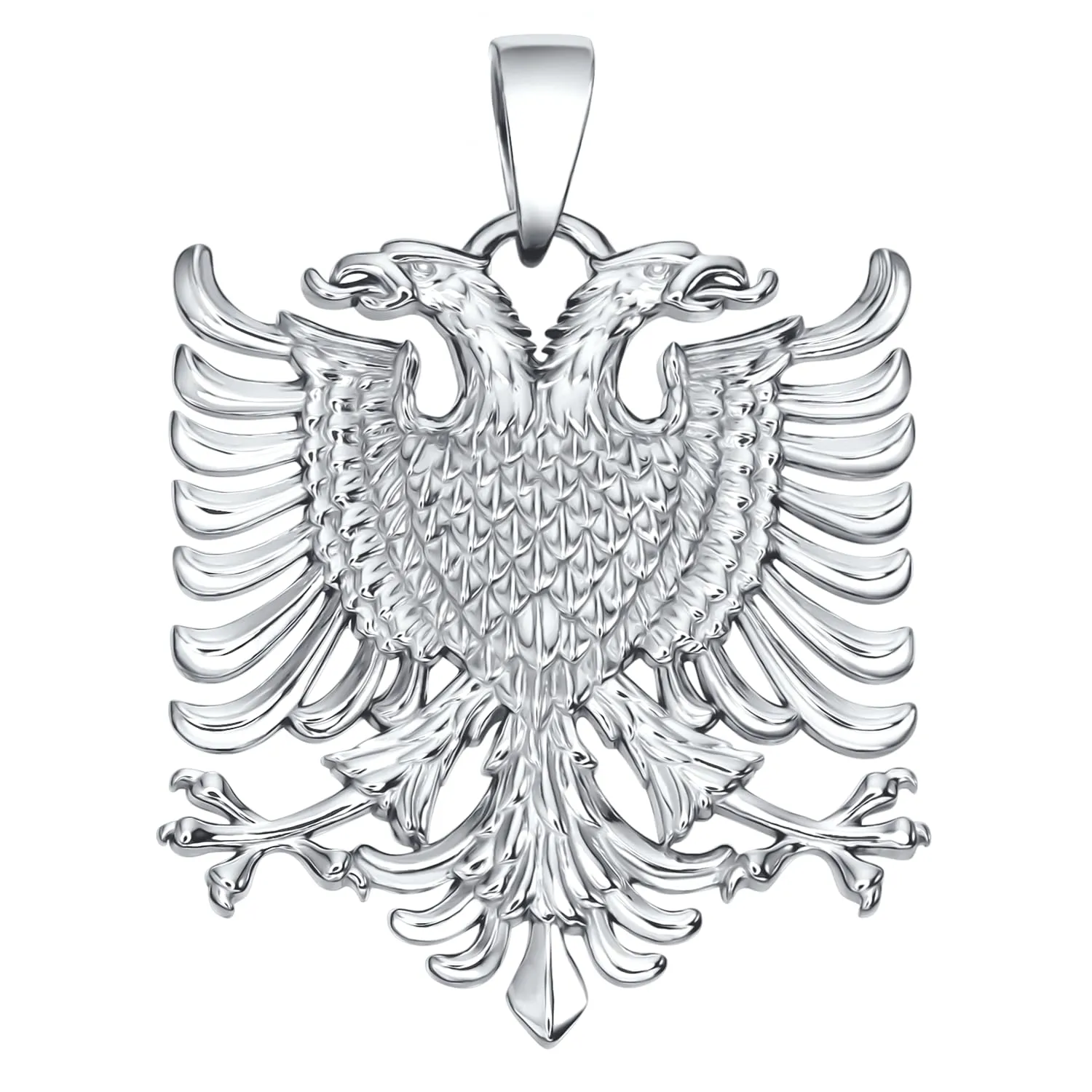 Albanian Eagle Necklace Silver Pendant, Albania Coat of Arms Necklace Handmade Jewelry, Pendant Only