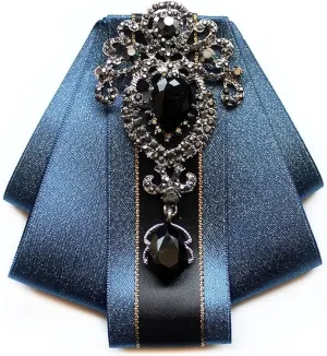 all-match fashion Collar groom prformance stage dress suit adjustable Diamond-encrusted bow tie brooch