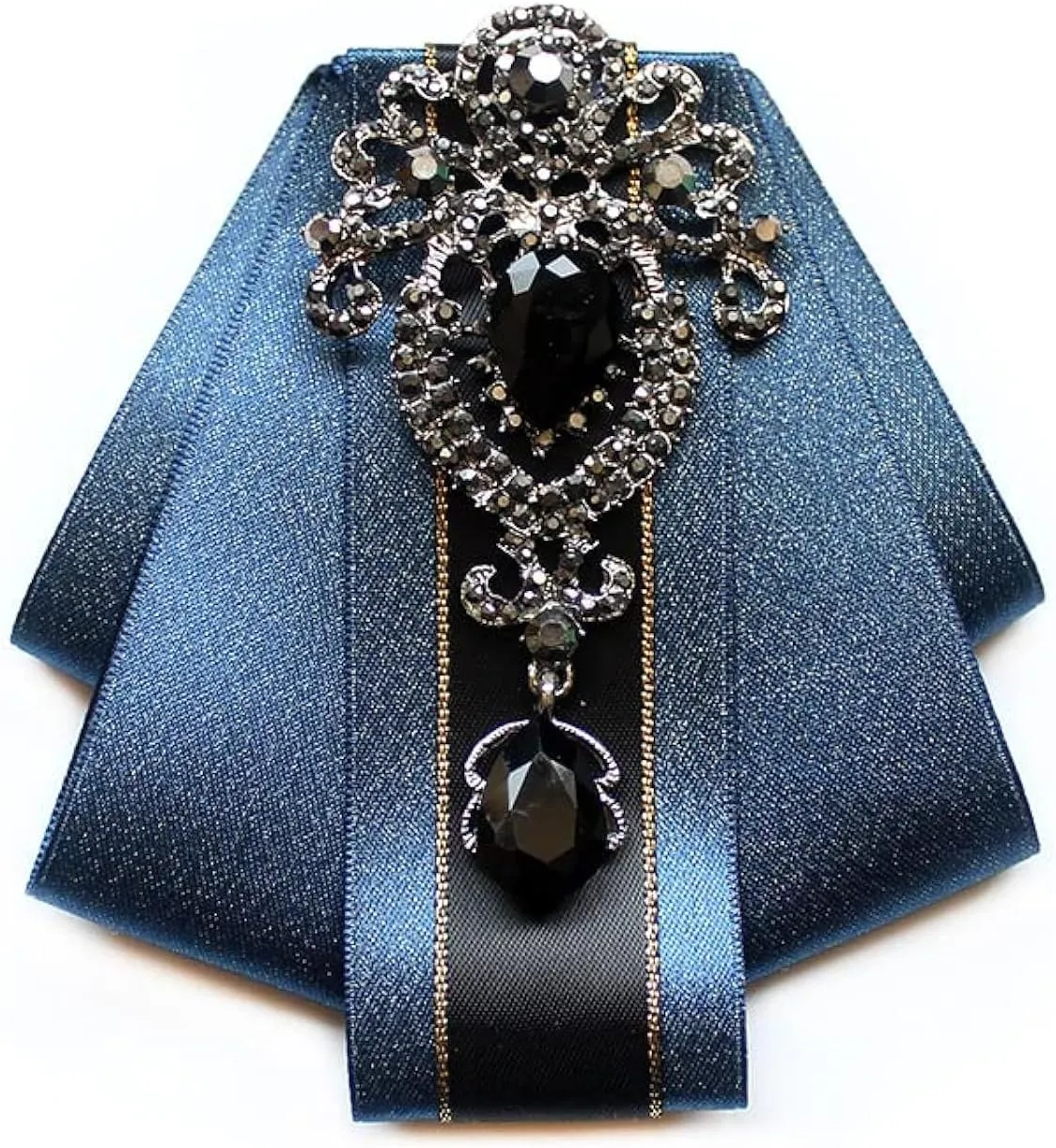 all-match fashion Collar groom prformance stage dress suit adjustable Diamond-encrusted bow tie brooch