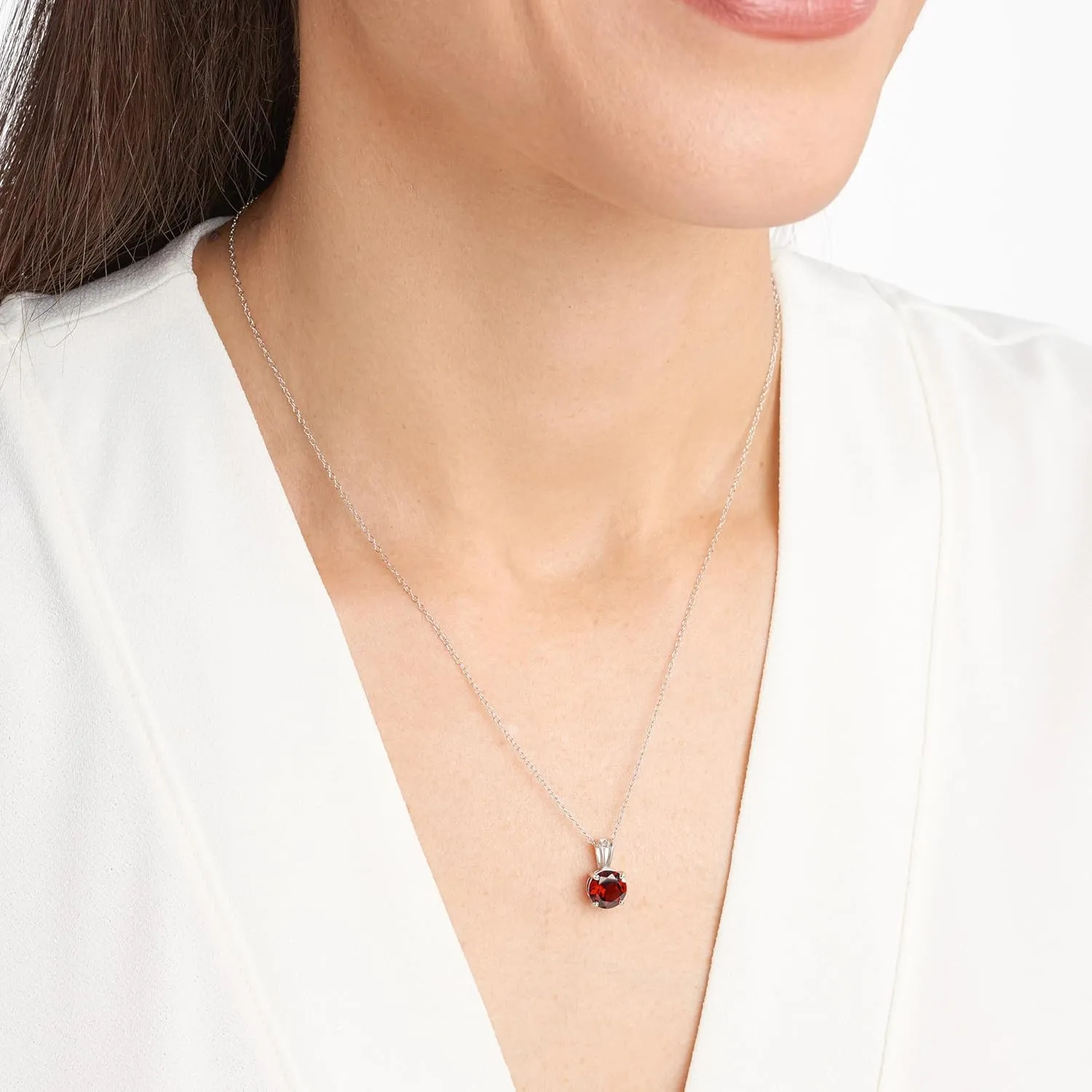 Amazon Essentials Sterling Silver Round Cut Birthstone Pendant Necklace 18" (previously Amazon Collection)