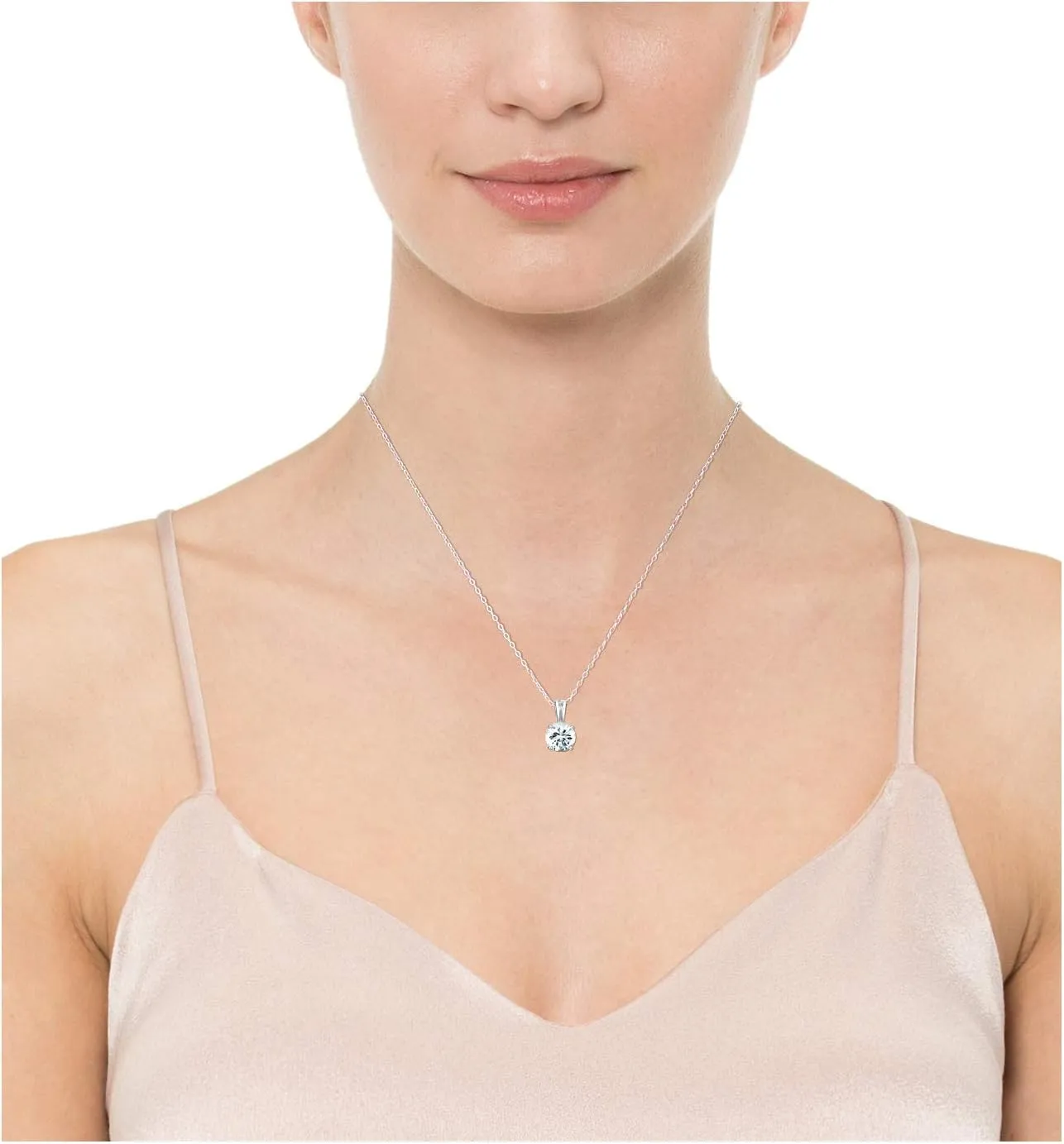 Amazon Essentials Sterling Silver Round Cut Birthstone Pendant Necklace 18" (previously Amazon Collection)