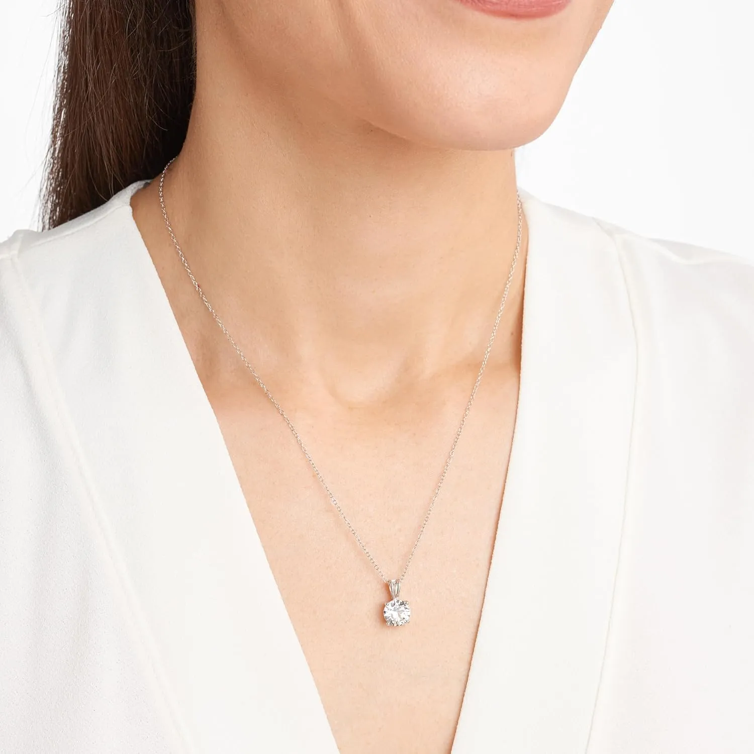 Amazon Essentials Sterling Silver Round Cut Birthstone Pendant Necklace 18" (previously Amazon Collection)