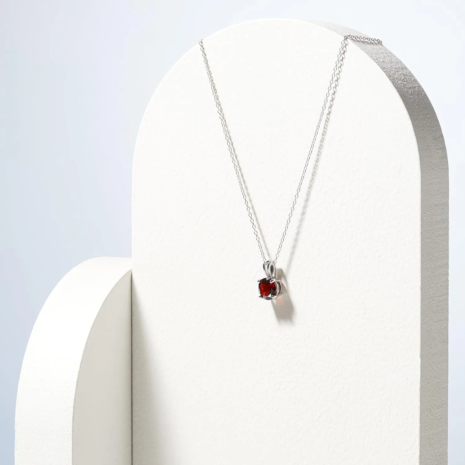 Amazon Essentials Sterling Silver Round Cut Birthstone Pendant Necklace 18" (previously Amazon Collection)