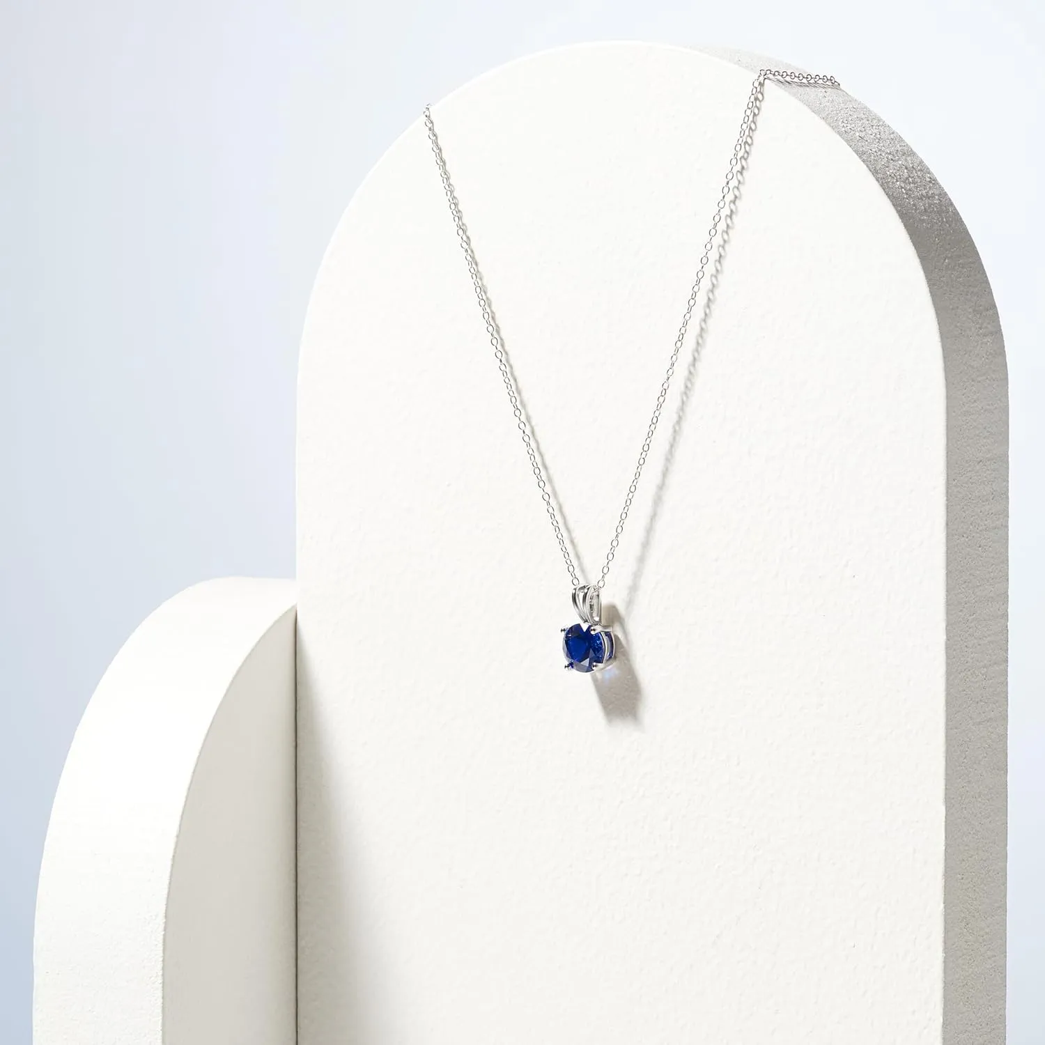 Amazon Essentials Sterling Silver Round Cut Birthstone Pendant Necklace 18" (previously Amazon Collection)