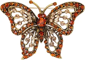 Animal Series Orange Rhinestones Butterfly Brooches Women Brooch Pins Wedding Brooches