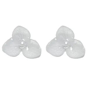 Anna Hydrangea Immortal Floral| Unique Handmade Pressed Flower Earrings| 14k Gold Plated S925 Sterling Silver Wildflower Stud Gifts for Mom Jewelry|Resin Dangle Earrings for Her (White)