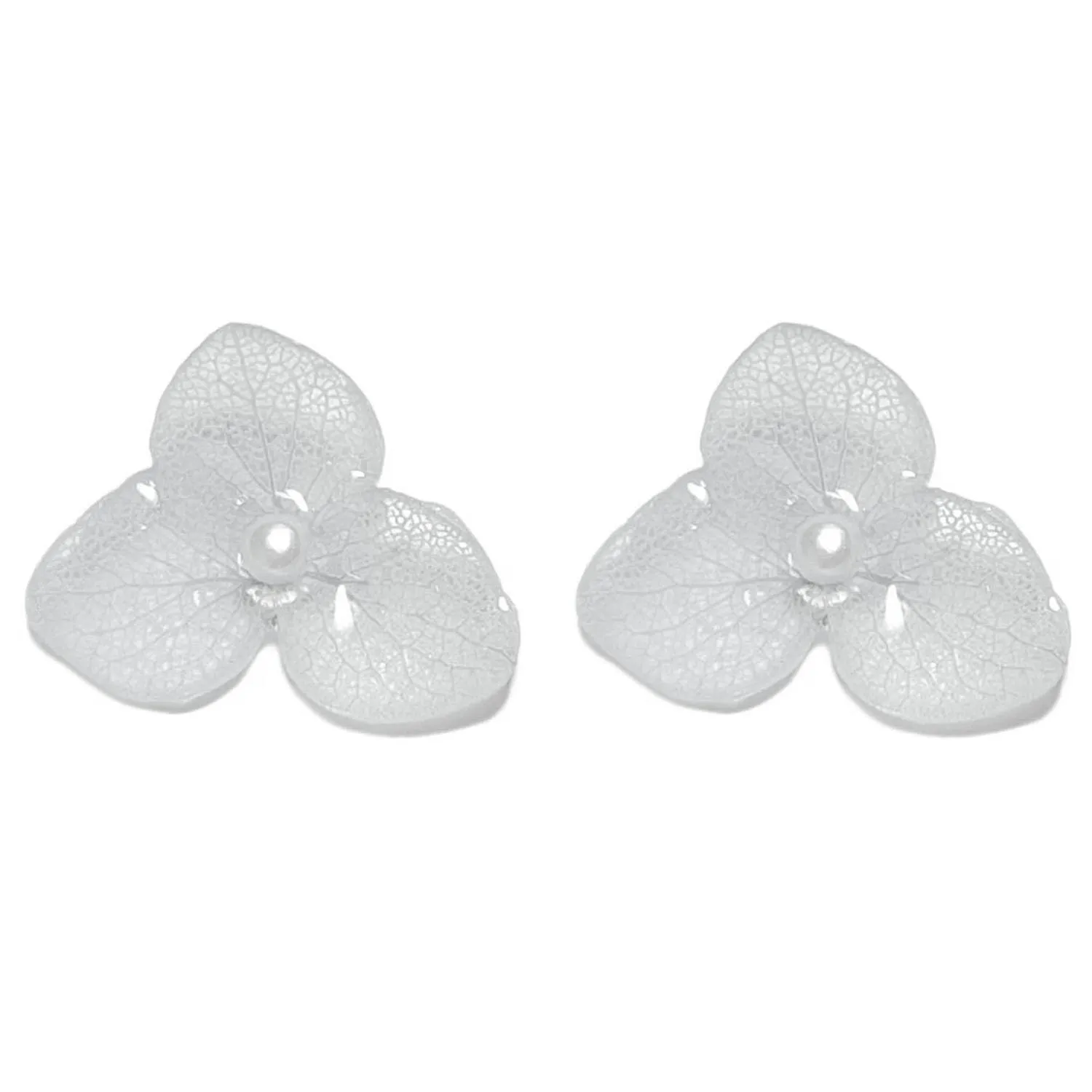Anna Hydrangea Immortal Floral| Unique Handmade Pressed Flower Earrings| 14k Gold Plated S925 Sterling Silver Wildflower Stud Gifts for Mom Jewelry|Resin Dangle Earrings for Her (White)
