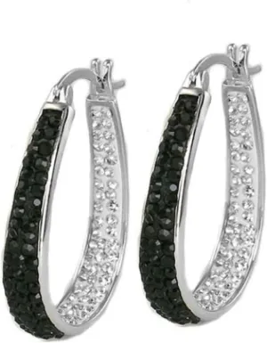ARGENTO REALE inside out oval crystal Hoop earrings,Crystal Hoop Earrings for women