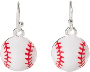 Artisan Owl - Enamel Baseball Softball Sport Dangle Earrings