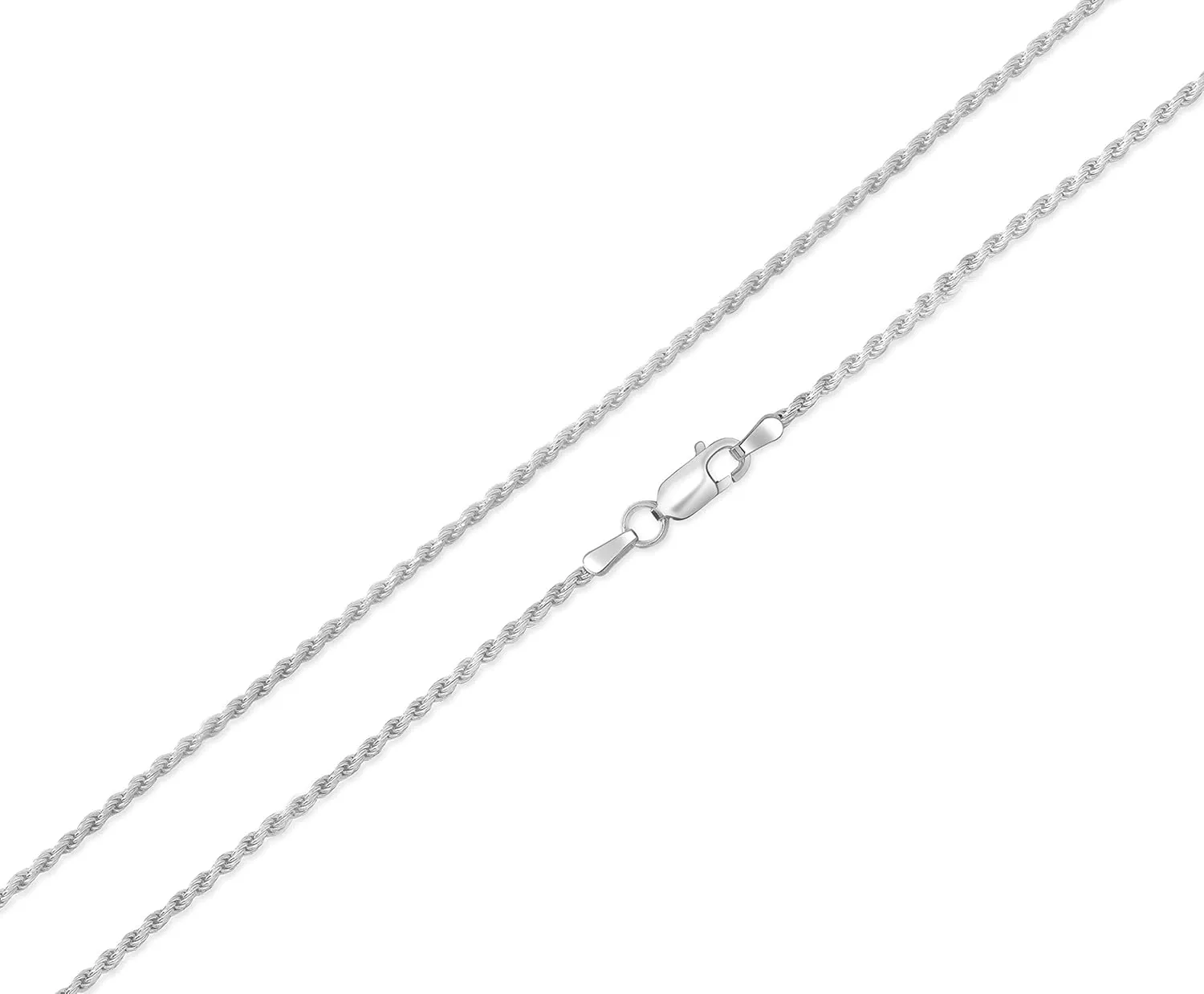 Authentic Solid Sterling Silver Rope Diamond-Cut Braided Twist Link .925 ITProLux Necklace Chains 1MM - 5MM, 16" - 30", Made In Italy, Men & Women