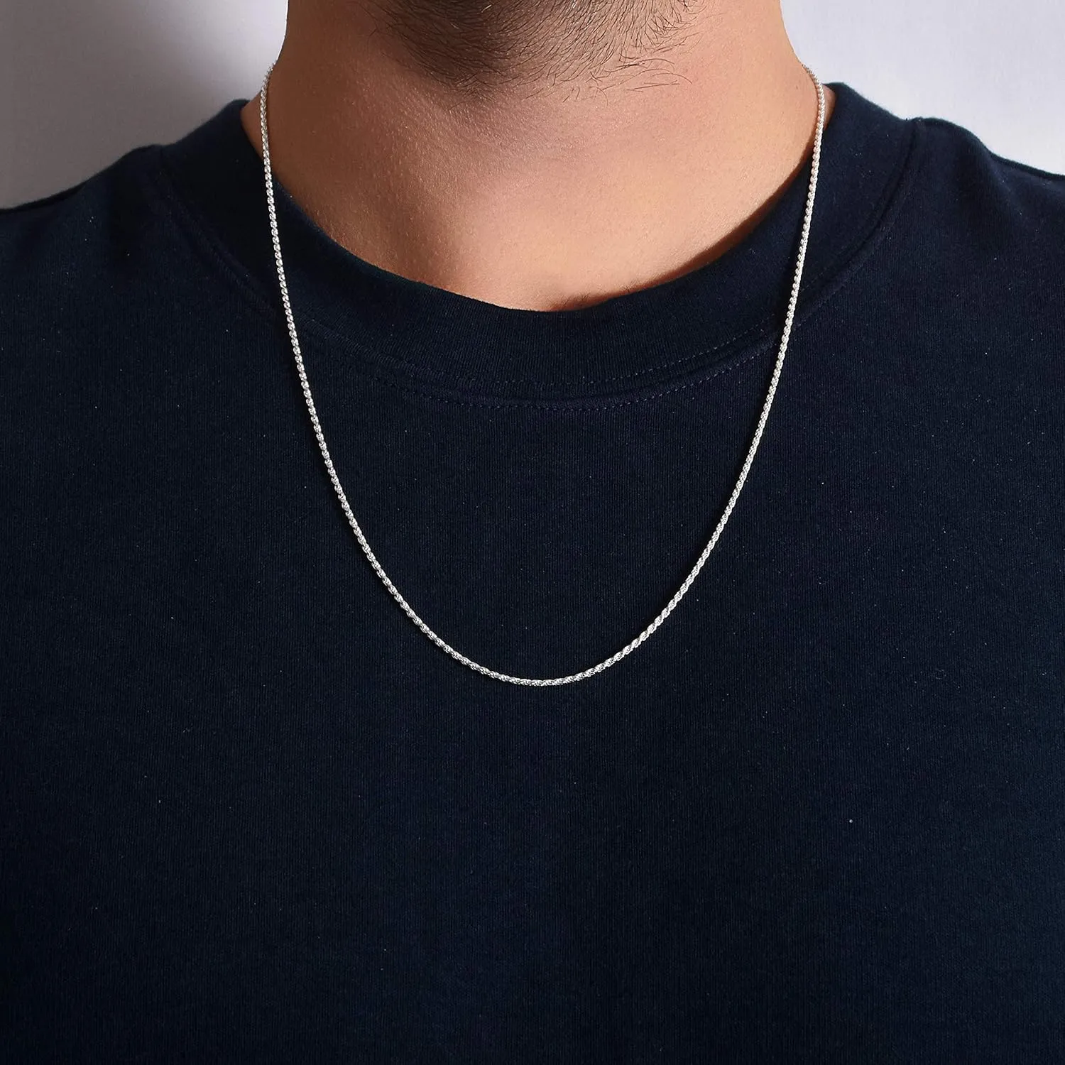 Authentic Solid Sterling Silver Rope Diamond-Cut Braided Twist Link .925 ITProLux Necklace Chains 1MM - 5MM, 16" - 30", Made In Italy, Men & Women