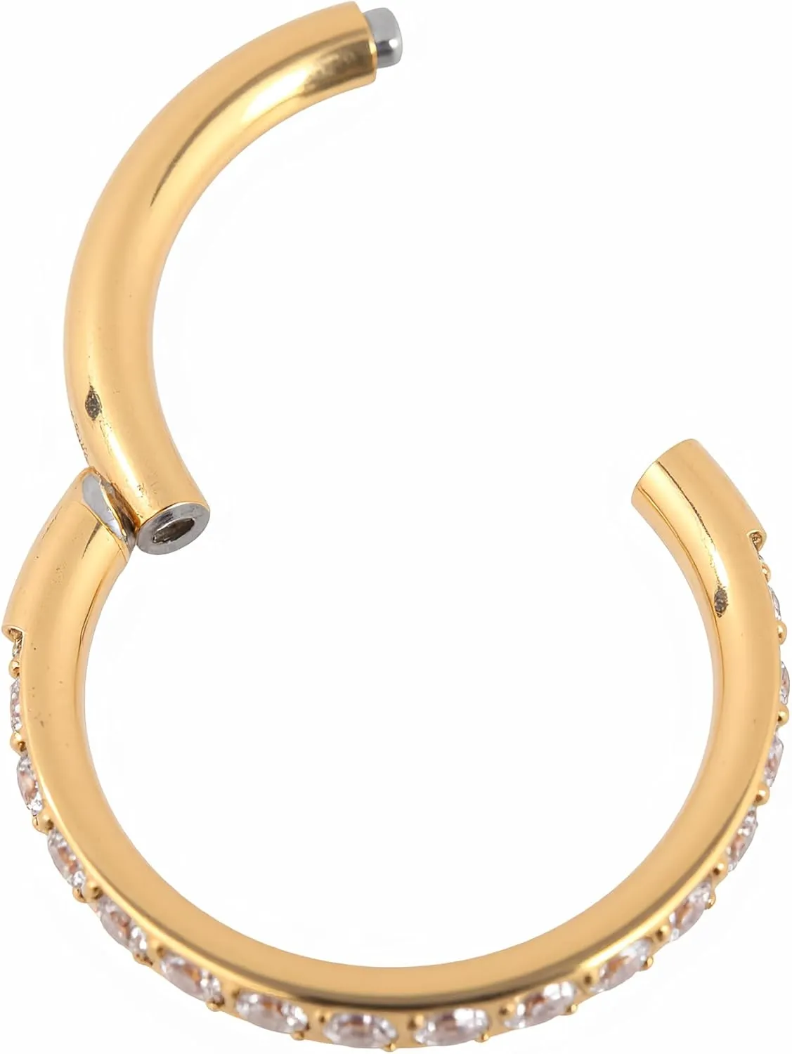 B BodyPJ Sparkles Crystal Pave Hinged Segment Nose Ring,Titanium F136,Cartilage Hoop Earring,Multi-Purpose,1PC