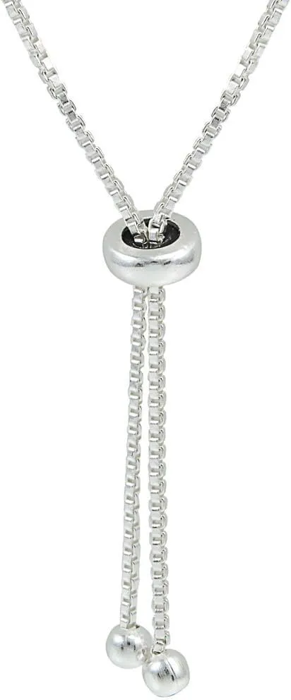 B. BRILLIANT Sterling Silver Genuine, Created, or Simulated Princess-cut 3mm Bolo Pull-string Adjustable Tennis Bracelet for Stacking