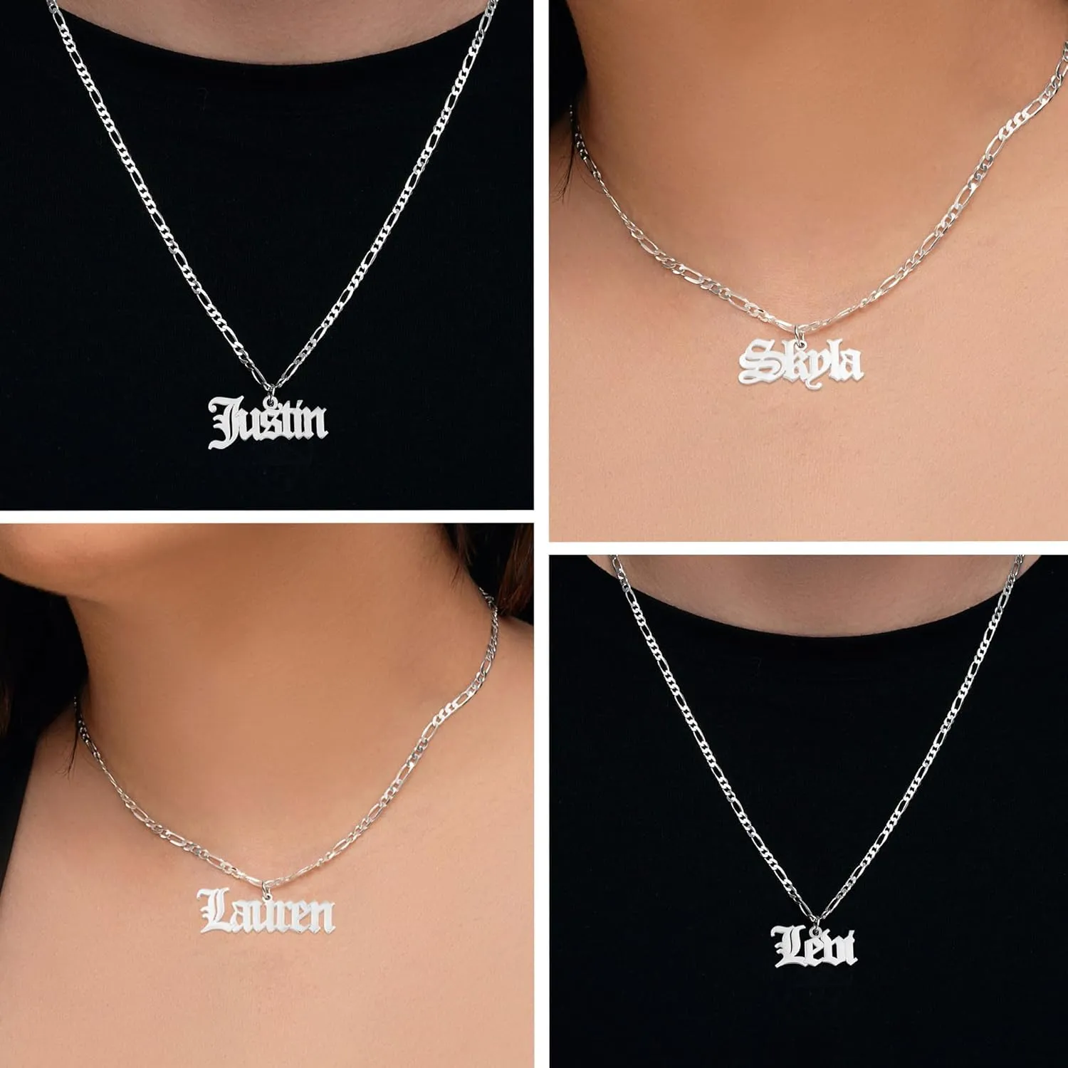Beleco Sterling Silver 925 or 18k Gold Plated Custom Name Necklace - Personalized & Customized Any Name or Word