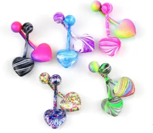 BESPORTBLE 10Pcs Heart Shaped Belly Button Pins Stainless Steel Buckle for Women Random Color Small Puncture Jewelry Cute Decorative Navel Rings for Every Occasion