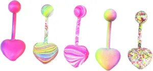 BESTYASH Metal Belly Button Buckle Pin 10pcs Navel Rings Random Color Patterns for Piercing Decorations