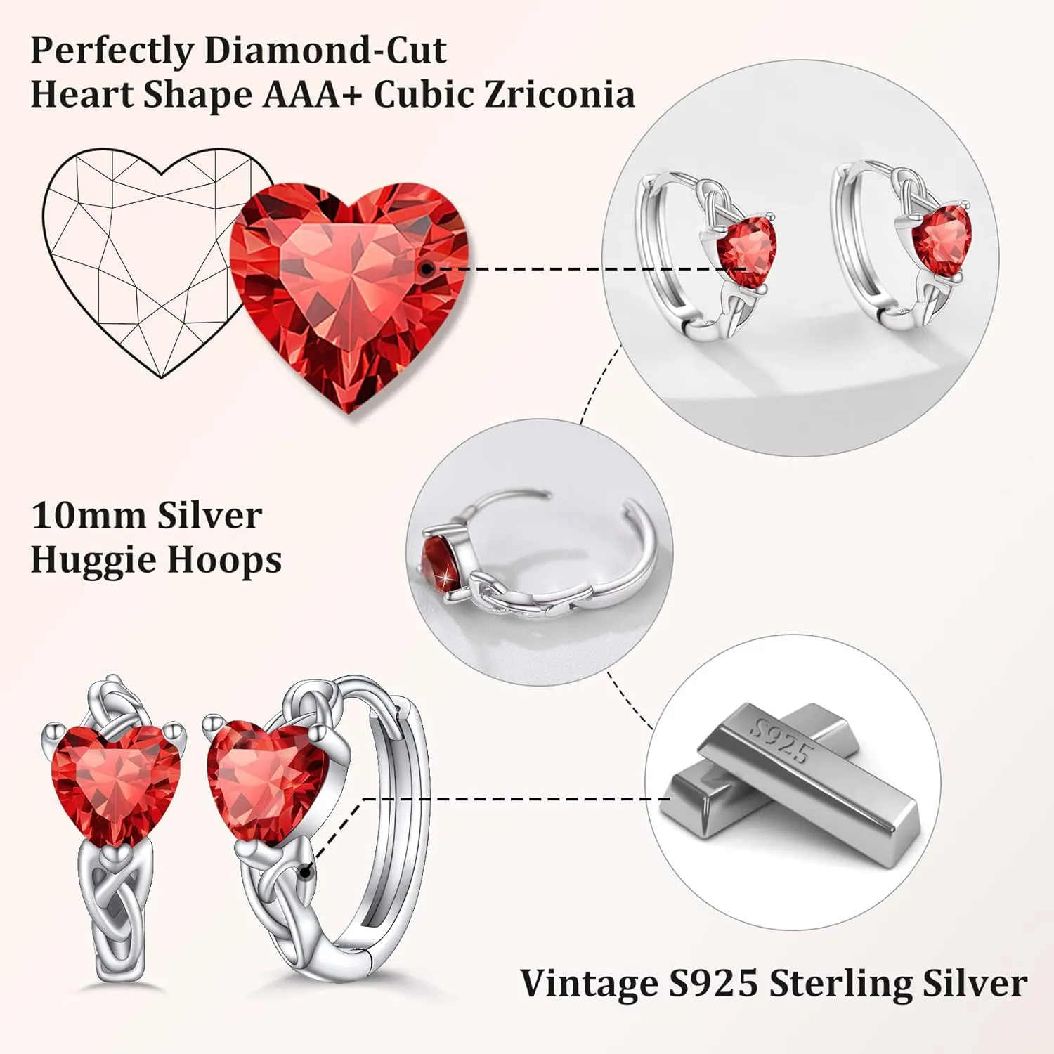 Bestyle Sterling Silver Celtic Earrings with Birthstone for Women, Hoop/Cross/Heart/Celtic Knot Celtic Birthstone Earrings for Women, Great Birthday Gift