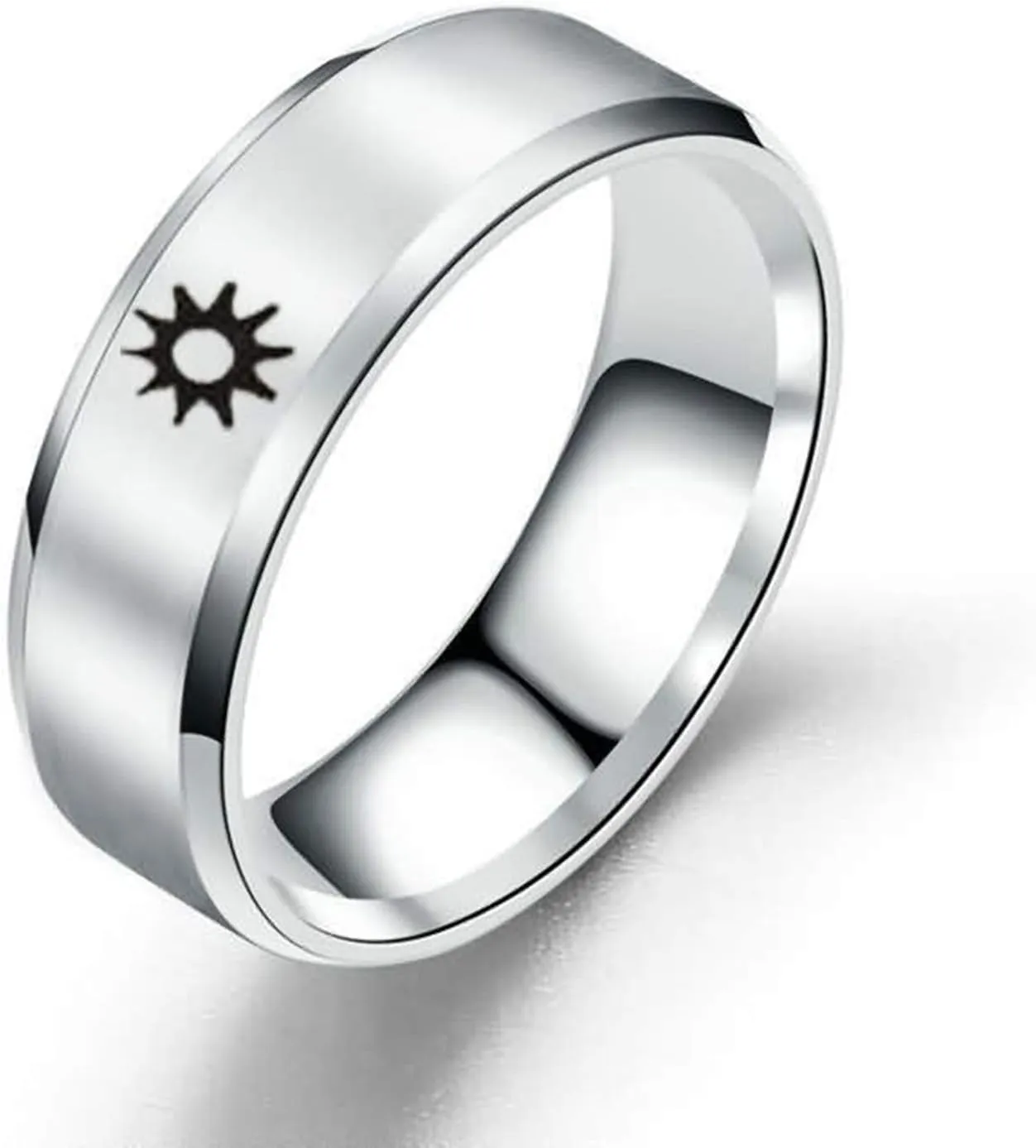 Beydodo Engagement Rings His and Hers Sets Stainless Steel Rings Promise Engraved Moon and Sun Pattern Size 5-13