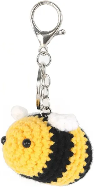 BIBABLYKE Personalized Cute Bees Pendant Crochet Keychain Lucky Funny Bees Charm Keyring Women Beautiful Pendant Keyholder Gift Cotton/Alloy