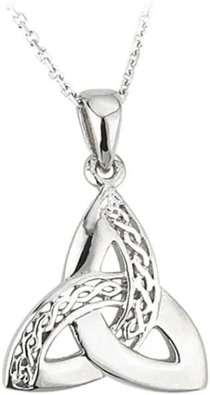 Biddy Murphy Trinity Knot Necklace Sterling Silver Celtic Weave 18 Inches Sturdy Chain Irish Made