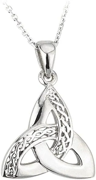 Biddy Murphy Trinity Knot Necklace Sterling Silver Celtic Weave 18 Inches Sturdy Chain Irish Made