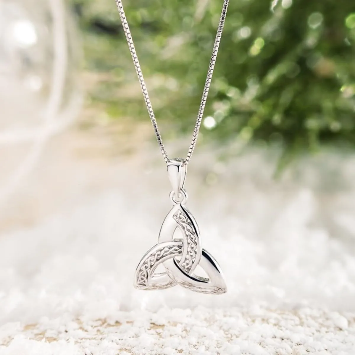 Biddy Murphy Trinity Knot Necklace Sterling Silver Celtic Weave 18 Inches Sturdy Chain Irish Made