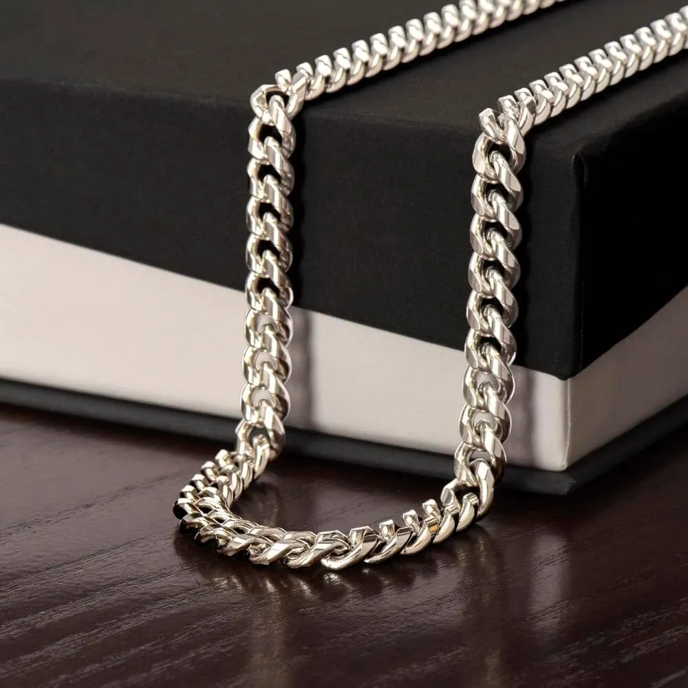 Birthday Gifts For Son From Mom and Dad, Necklace To My Man, Cuban Link Chain with Message Card and Box