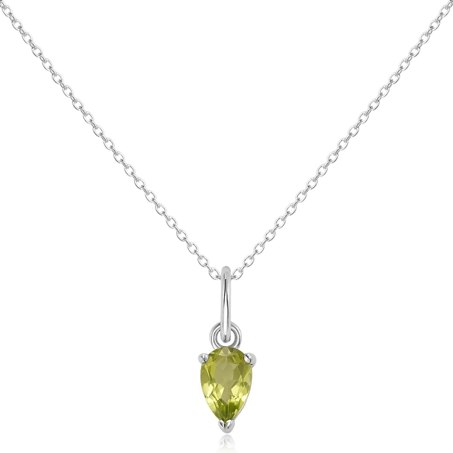 Birthstone Necklace for Women, 925 Sterling Silver Genuine Gemstone Quality Pendant, Dainty Jewelry Gift for Mom & Daughter