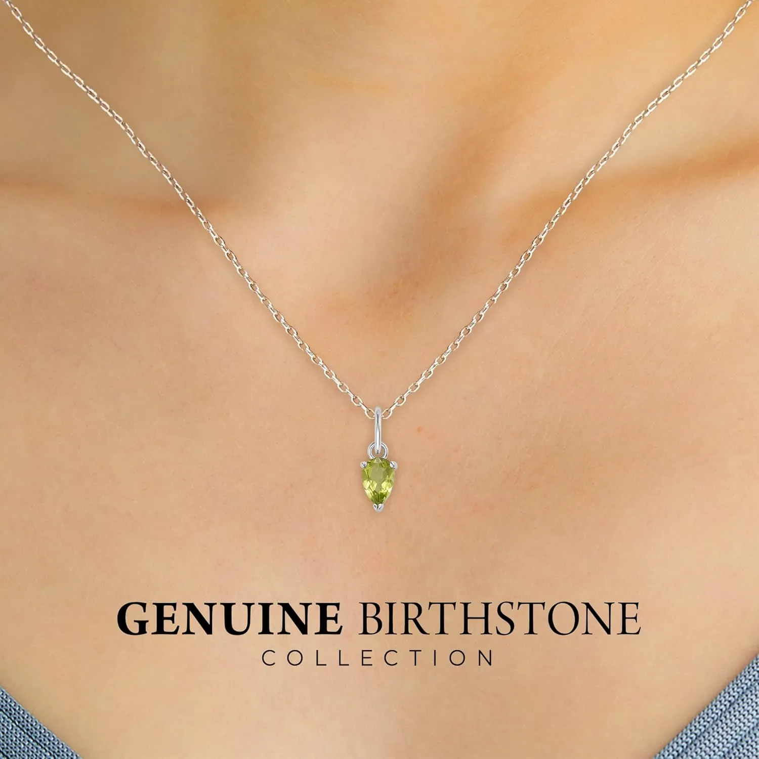 Birthstone Necklace for Women, 925 Sterling Silver Genuine Gemstone Quality Pendant, Dainty Jewelry Gift for Mom & Daughter