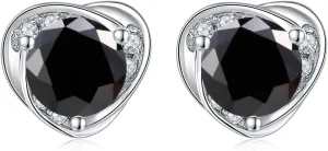 Black Moissanite Stud Earrings D Color VVS1 Clarity Brilliant Lab Grown imitation Diamond Earrings 18K White Gold Plated 925 Sterling Silver Friction Backs for Women Men, Birthday Christmas Gift