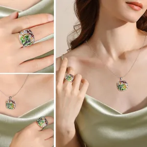 Black Spinel Ring, Colorful Gemstone Cocktail Rings, Long Leaf Ring for Women in Sterling Silver or Gold Color, Size 6 to 10