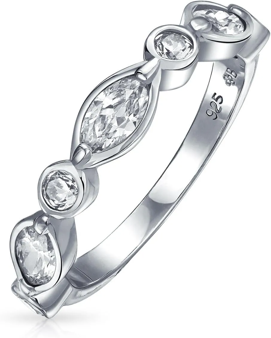 Bling Jewelry AAA Cubic Zirconia LGBTQ Colorful Rainbow Tiny Round Multi Color CZ Half Eternity Ring Anniversary Thin Wedding Band For Women .925 Sterling Silver 1MM Stackable Rings