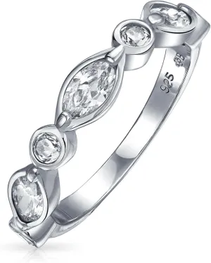 Bling Jewelry AAA Cubic Zirconia LGBTQ Colorful Rainbow Tiny Round Multi Color CZ Half Eternity Ring Anniversary Thin Wedding Band For Women .925 Sterling Silver 1MM Stackable Rings