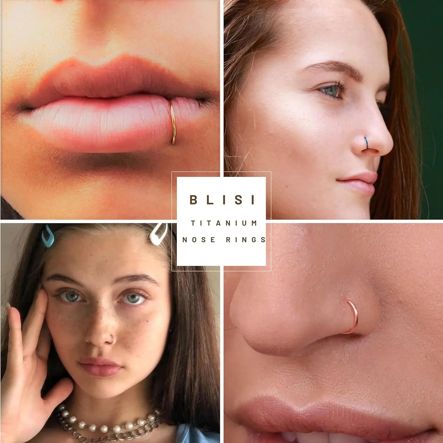 BLISI 8PCS Titanium Nose Rings Set 18K Gold Plated 18G/20G C-Shaped Cute Half Hoops - 8mm 10mm Nose Rings Hoops for Women & Men, Hypoallergenic Fake Nose Ring in Silver Gold Black Rose Gold Pink Rainbow Blue Green