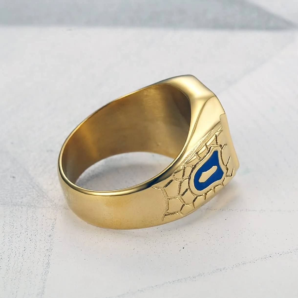 Blue Masonic Freemason Ring, Blue Lodge Masonic Ring for Men, Gold Masonic Master Ring Punk Freemason Symbol Jewelry, Gold Freemasonry Biker Ring Hip Hop Mason Ring Religious Amulet Ring for mens