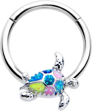 Body Candy 16G 316L Stainless Steel Hinged Segment Ring Seamless Cartilage Nipple Ring Glitter Turtle Sea Turtle Nose Hoop 3/8
