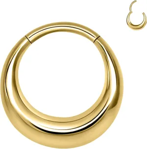 BodyAce ASTM F136 Titanium Septum Rings Hoop, 16G Gold Moon Segment Nose Rings Clicker Hoop, 8/10mm Hinged Cartilage Earrings for Daith, Rook, Tragus